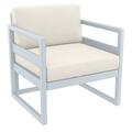 Fine-Line Mykonos Patio Club Chair with Sunbrella Natural Cushion, Silver & Gray FI2840708